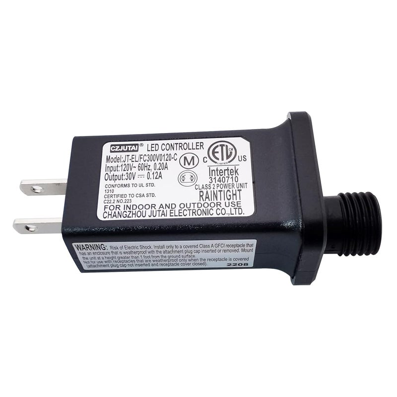 Dirduaid 30V LED Controller with 8 Modes, JT-EL/FC300V0120-C Class 2 Power Supply Multifunctional Transformer, Low Voltage Transformer US Plug for LED Light (30v 0.12a 2packs) - Image 2